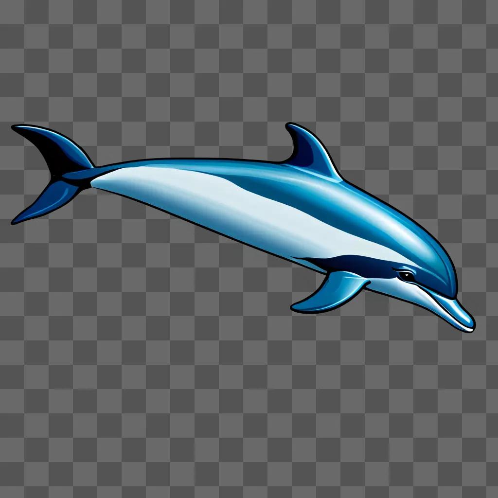 A beautiful dolphin drawing on a blue background