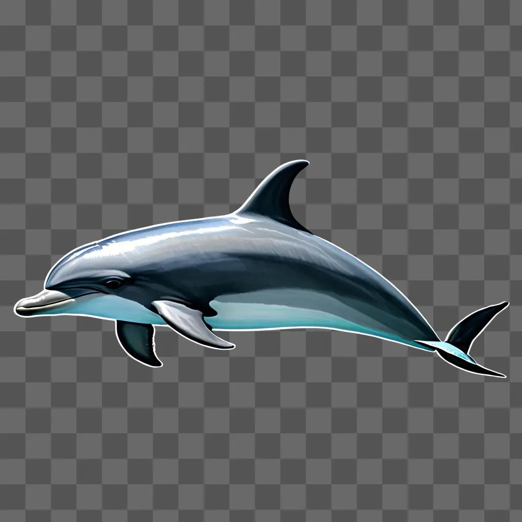 A beautiful dolphin drawing on a blue background