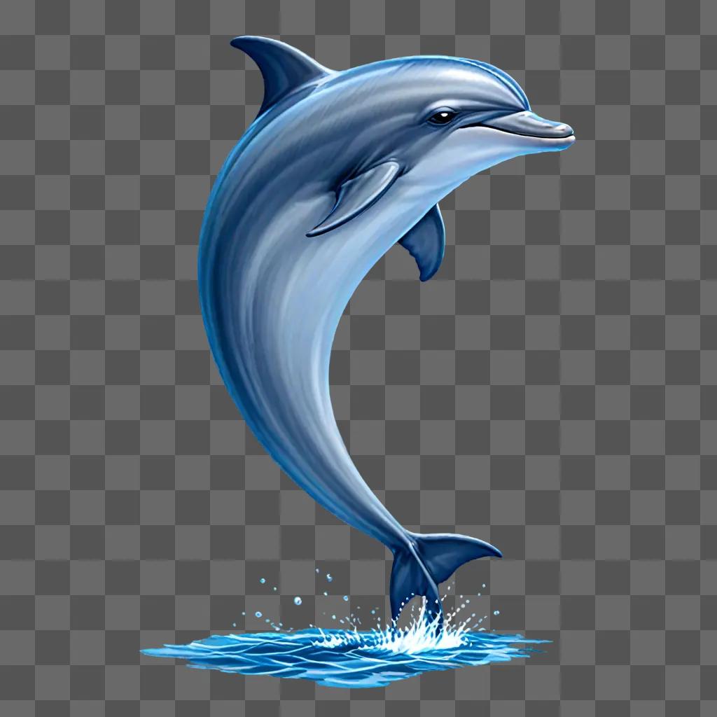 A beautiful dolphin drawing on a blue background