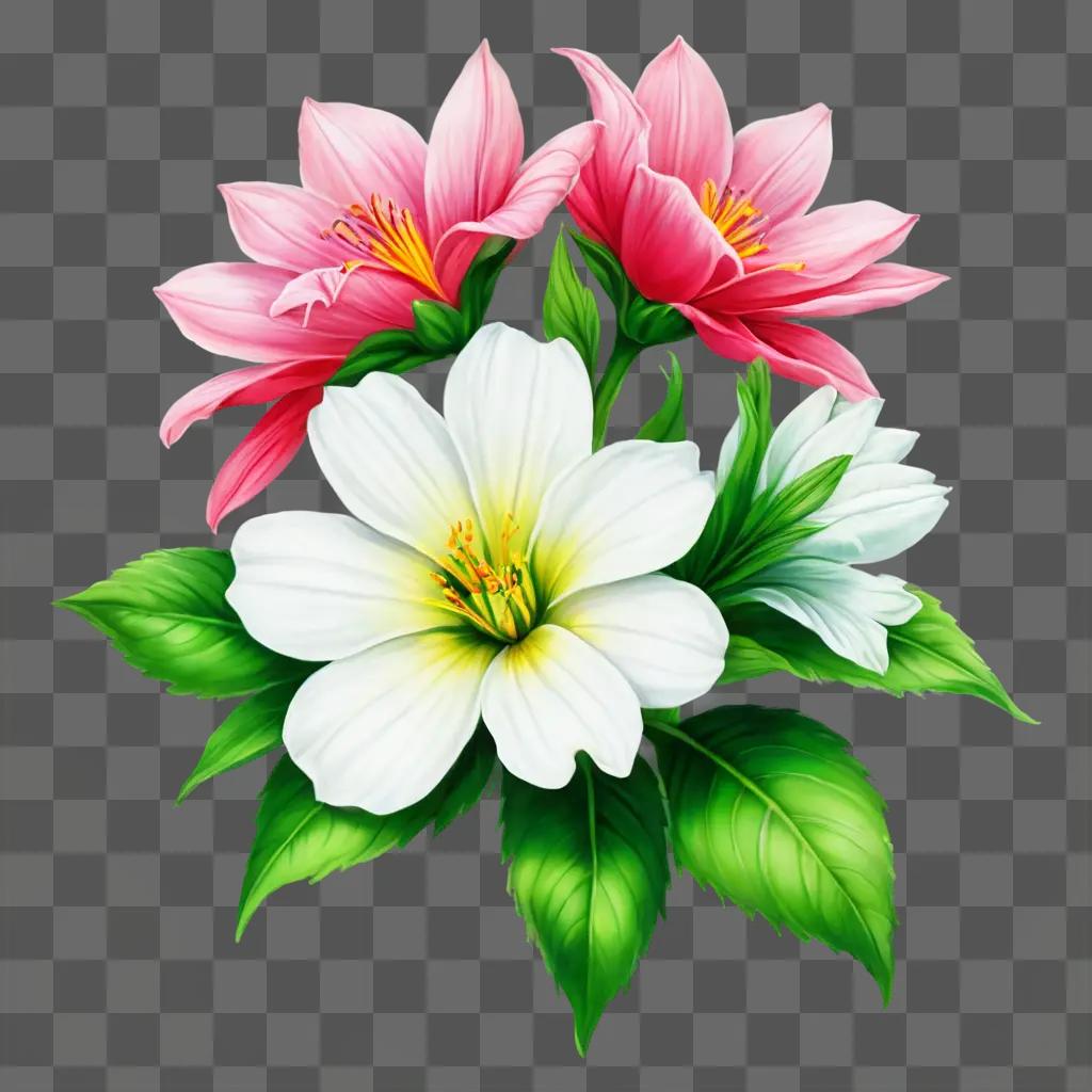 A beautiful flower drawing on a green background