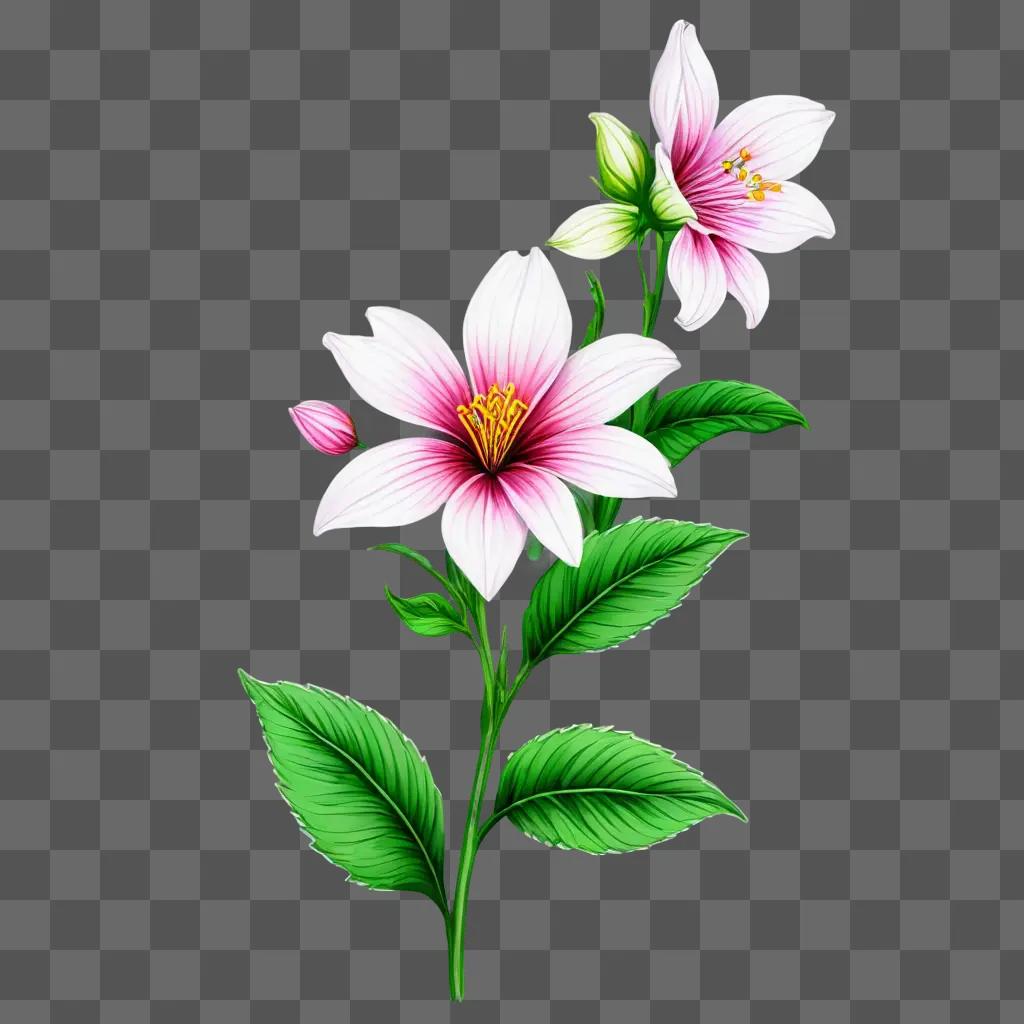 A beautiful flower drawing on a green background