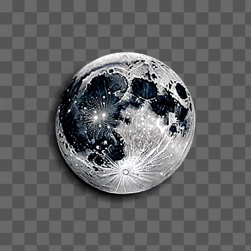 A beautiful moon drawing in a black and white frame