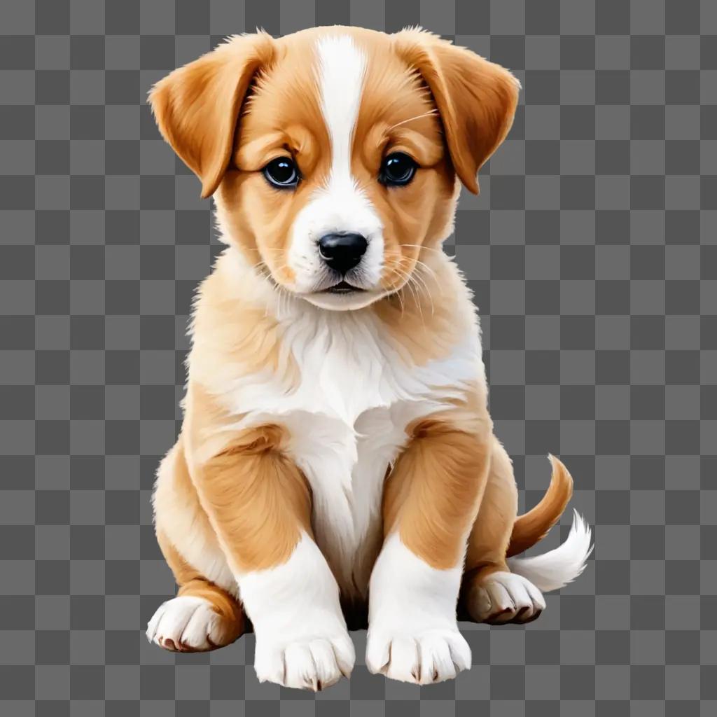 A beautiful puppy drawing is sitting on a beige background