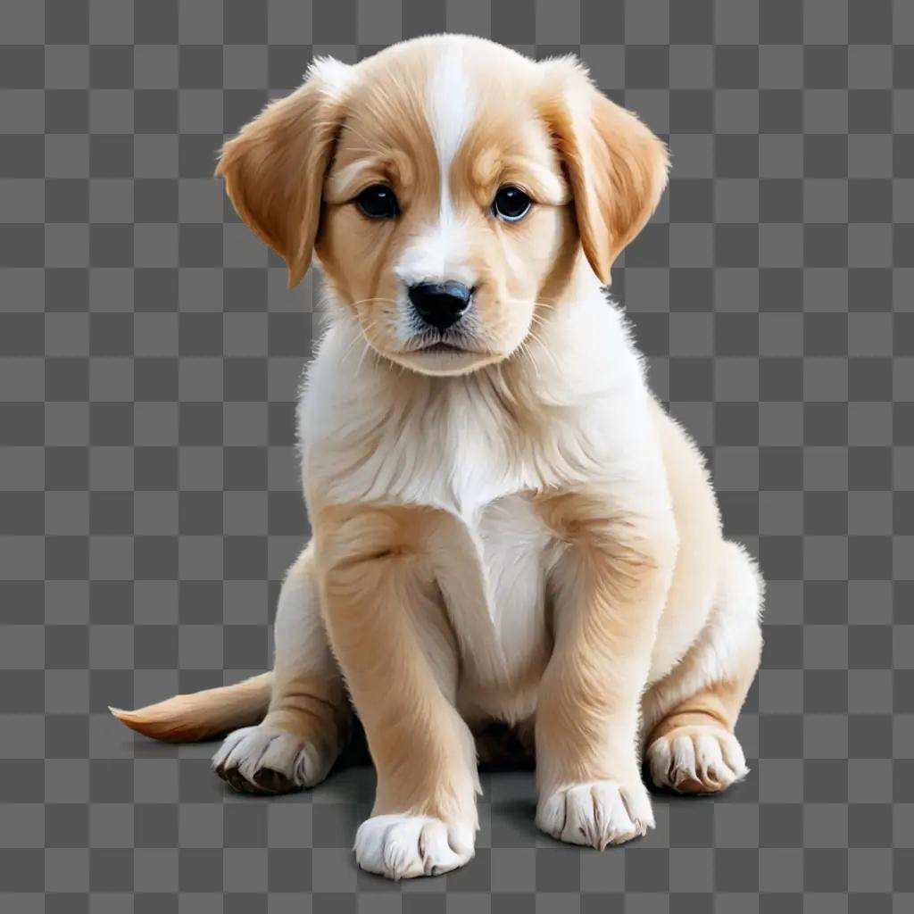 A beautiful puppy drawing on a beige background