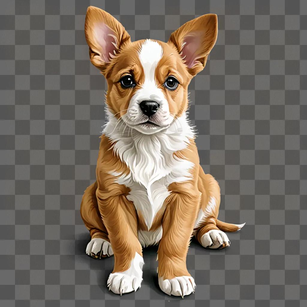 A beautiful puppy drawing sits on a brown background