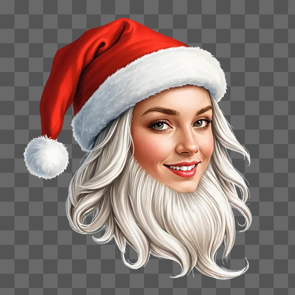 A beautiful santa hat drawing of a woman