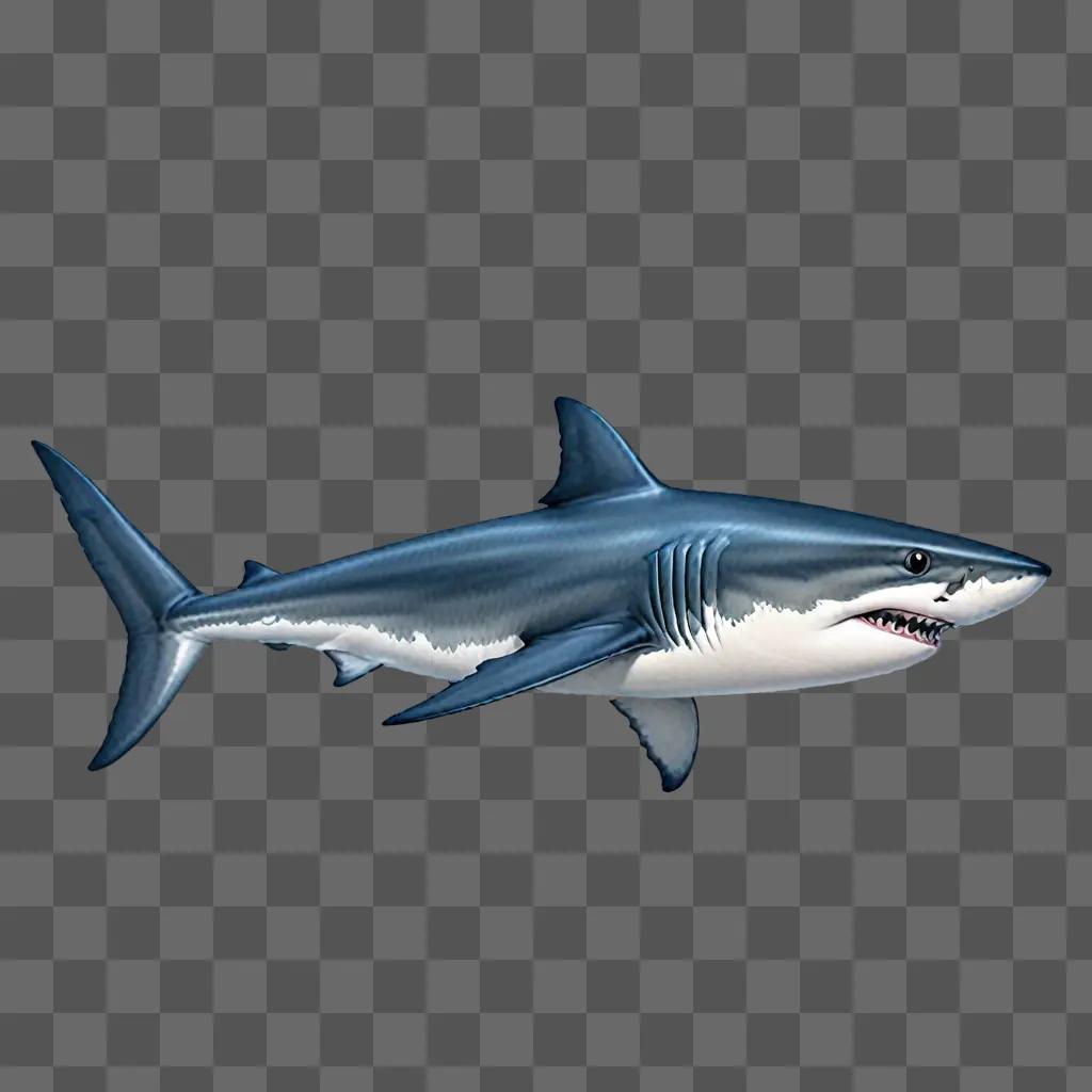 A beautiful shark drawing in a blue background