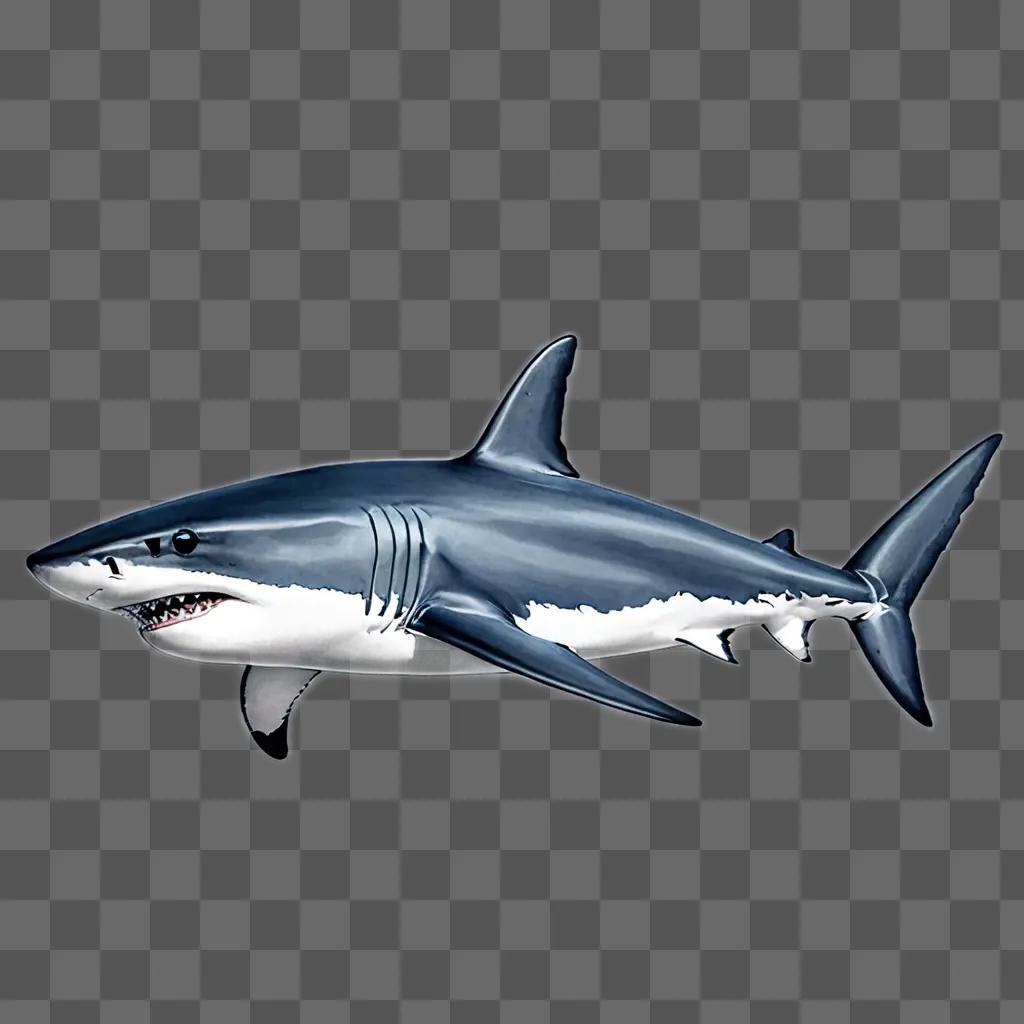 A beautiful shark drawing on a gray background