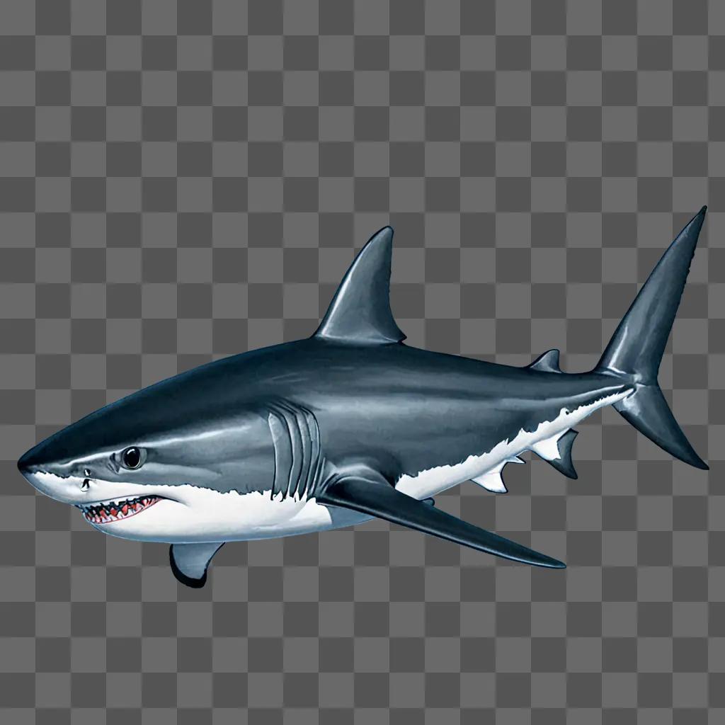 A beautiful shark drawing on a grey background