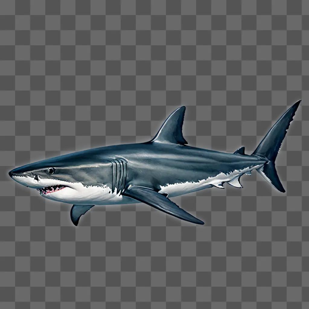 A beautiful shark drawing with a blue background