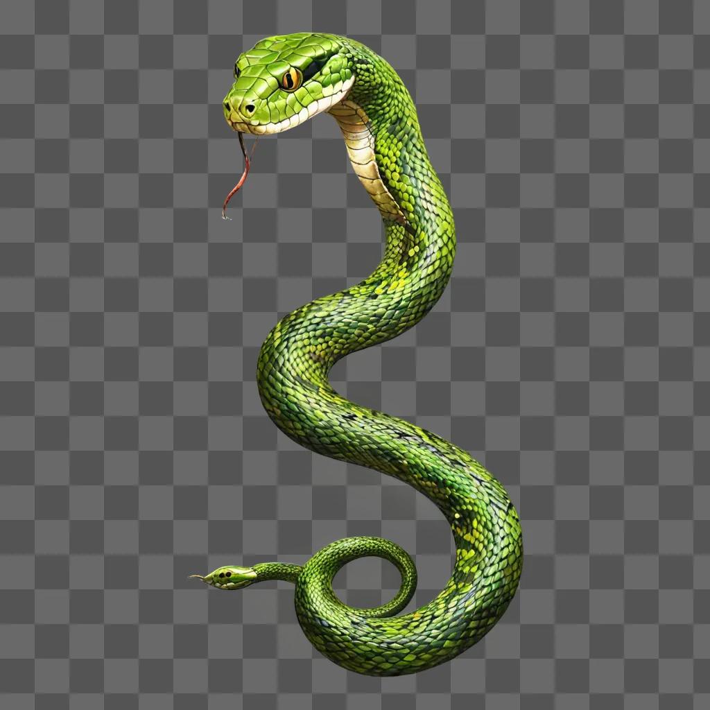 A beautiful snake drawing of a green snake