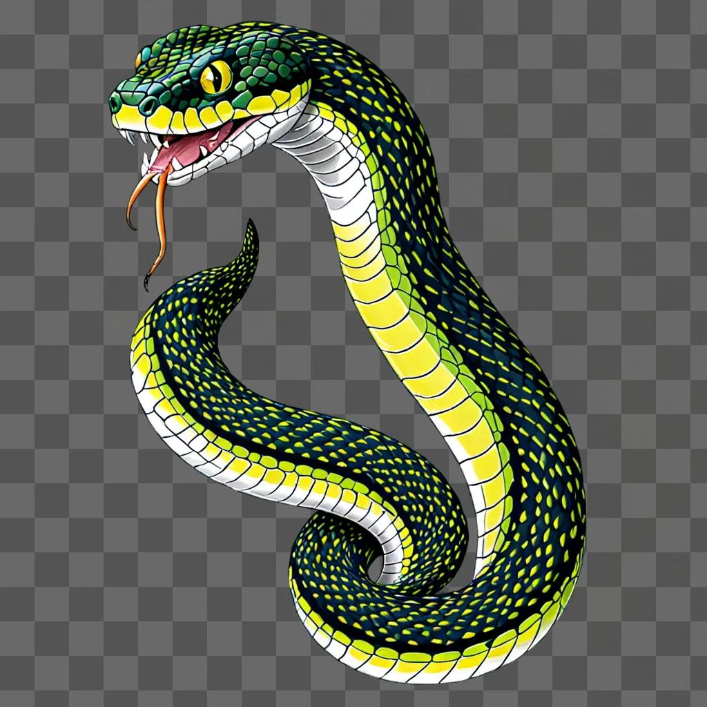 A beautiful snake drawing of a snake with a yellow tongue