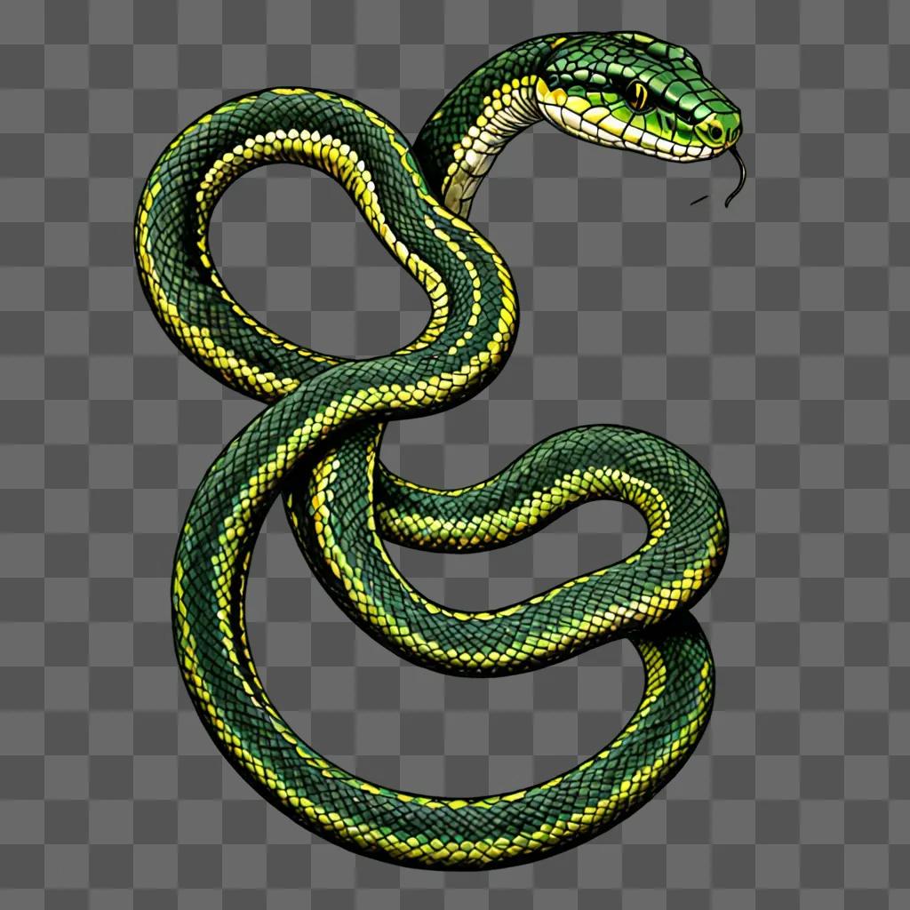 A beautiful snake drawing on a dark green background