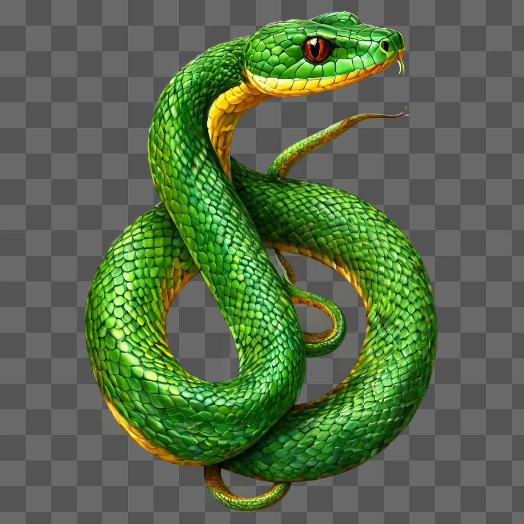 A beautiful snake drawing on a green background