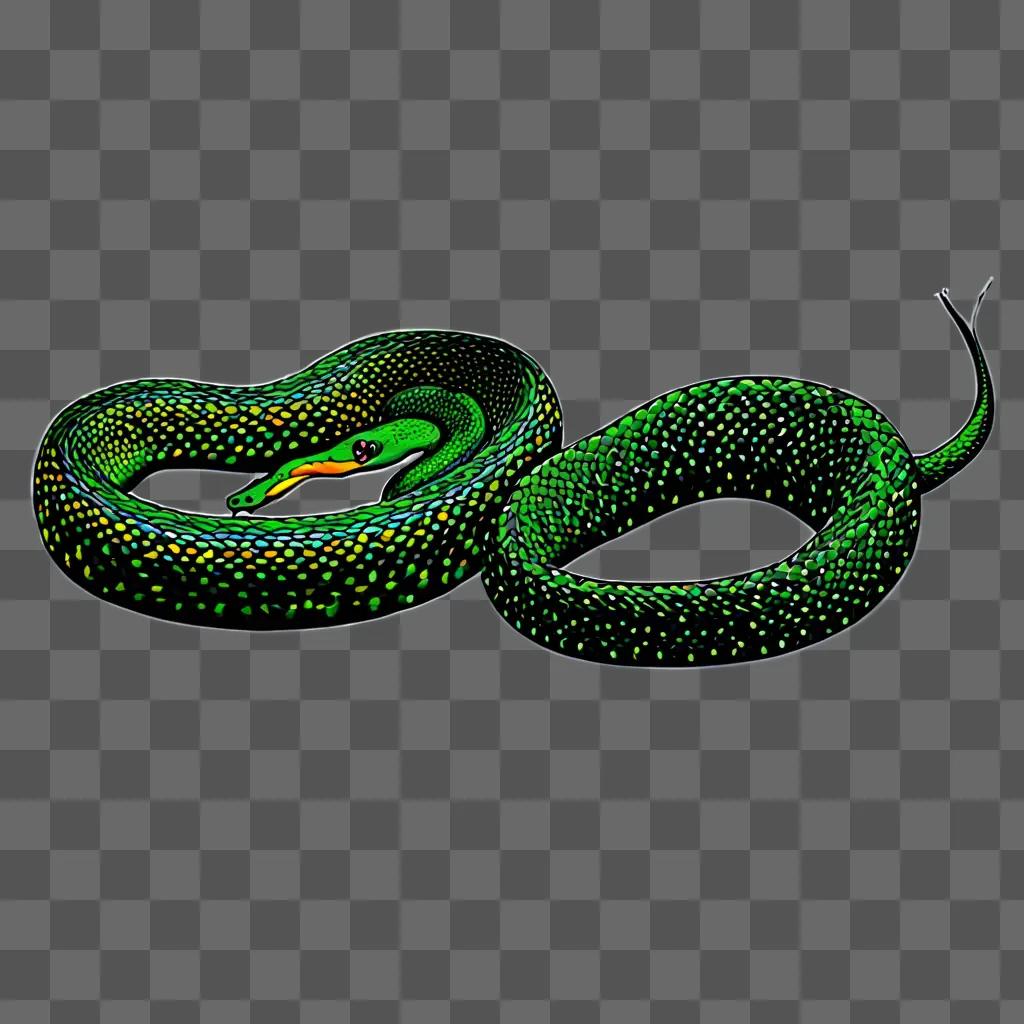 A beautiful snake drawing on a green background