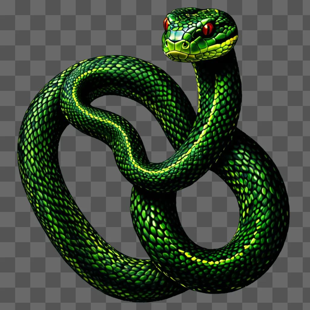 A beautiful snake drawing on a green background