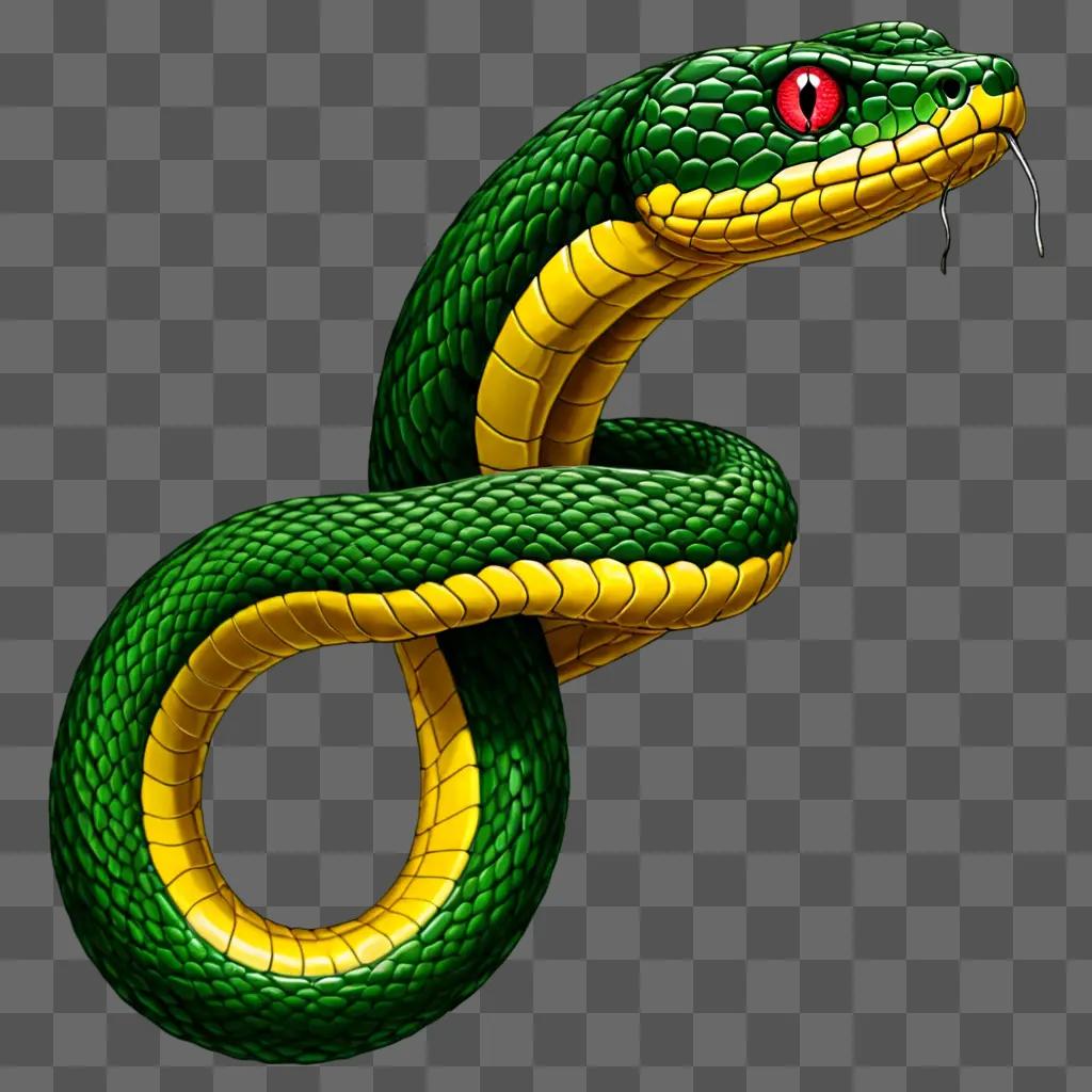 A beautiful snake drawing on a green background