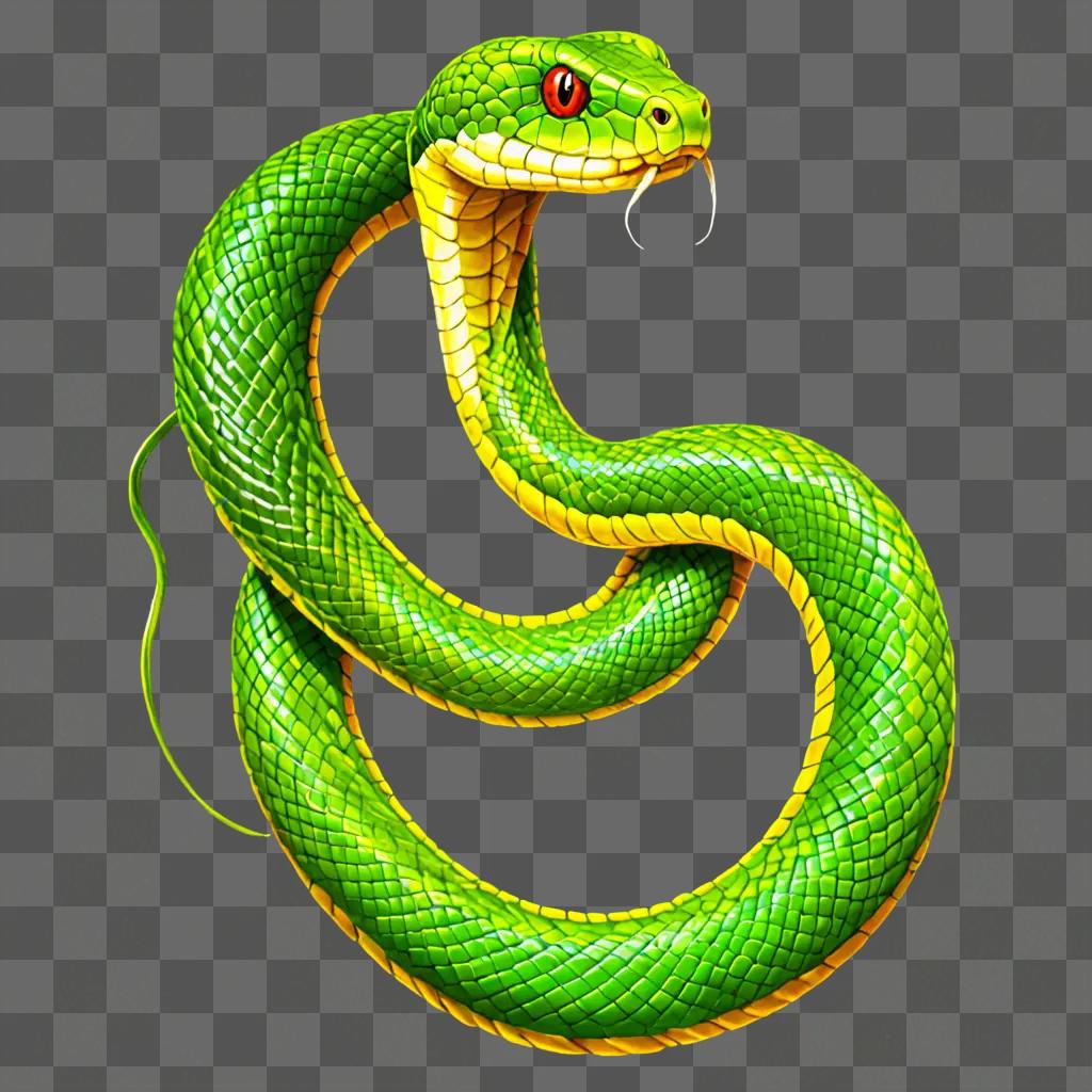 A beautiful snake drawing on a green background