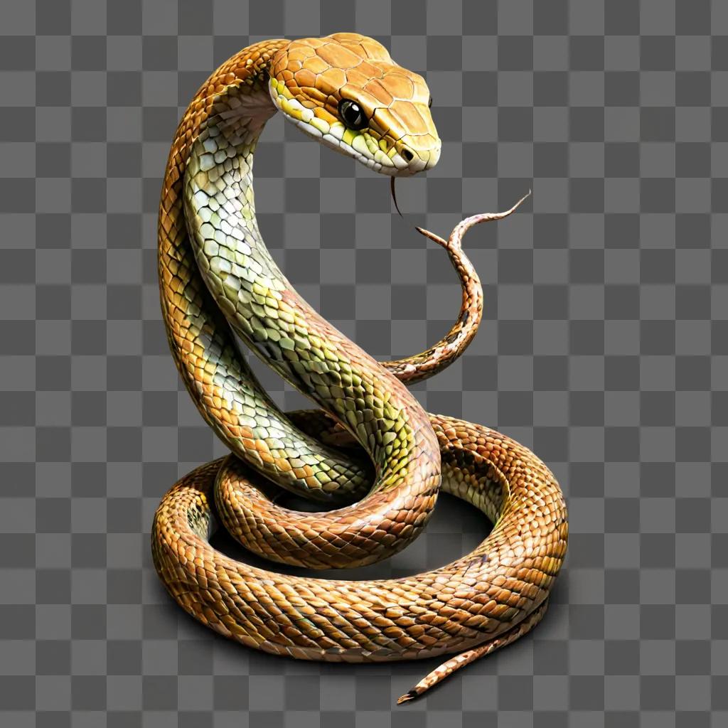 A beautiful snake drawing with a brown and yellow snake