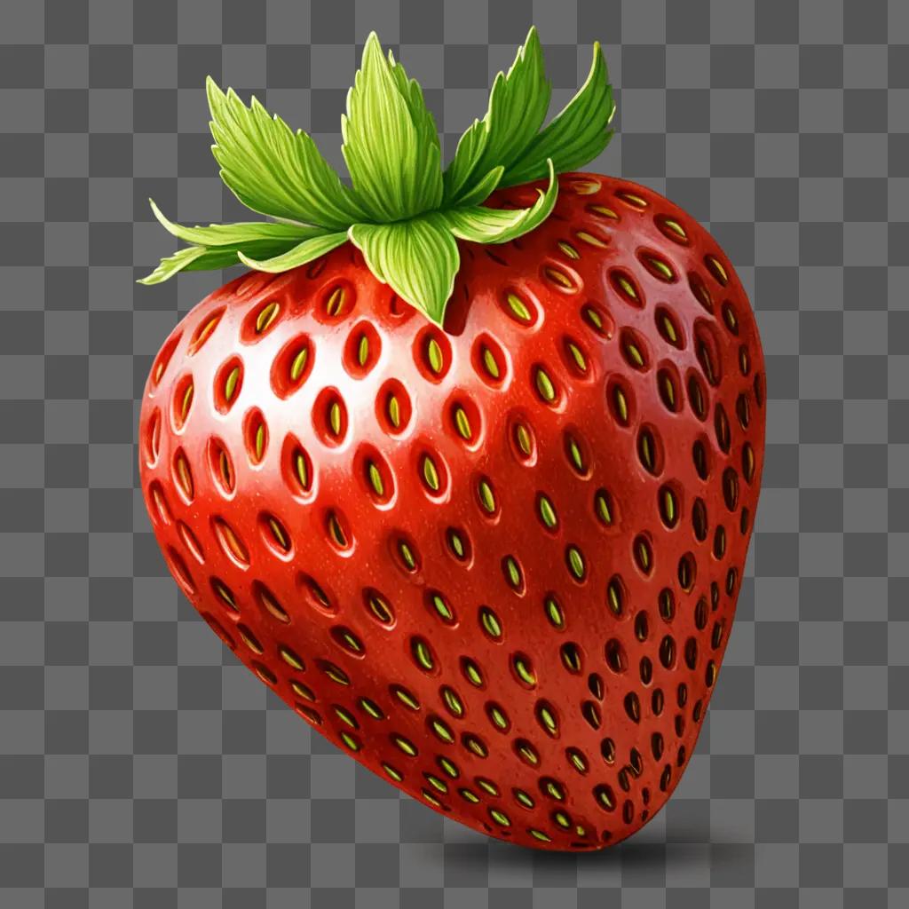 A beautiful strawberry drawing on a red background