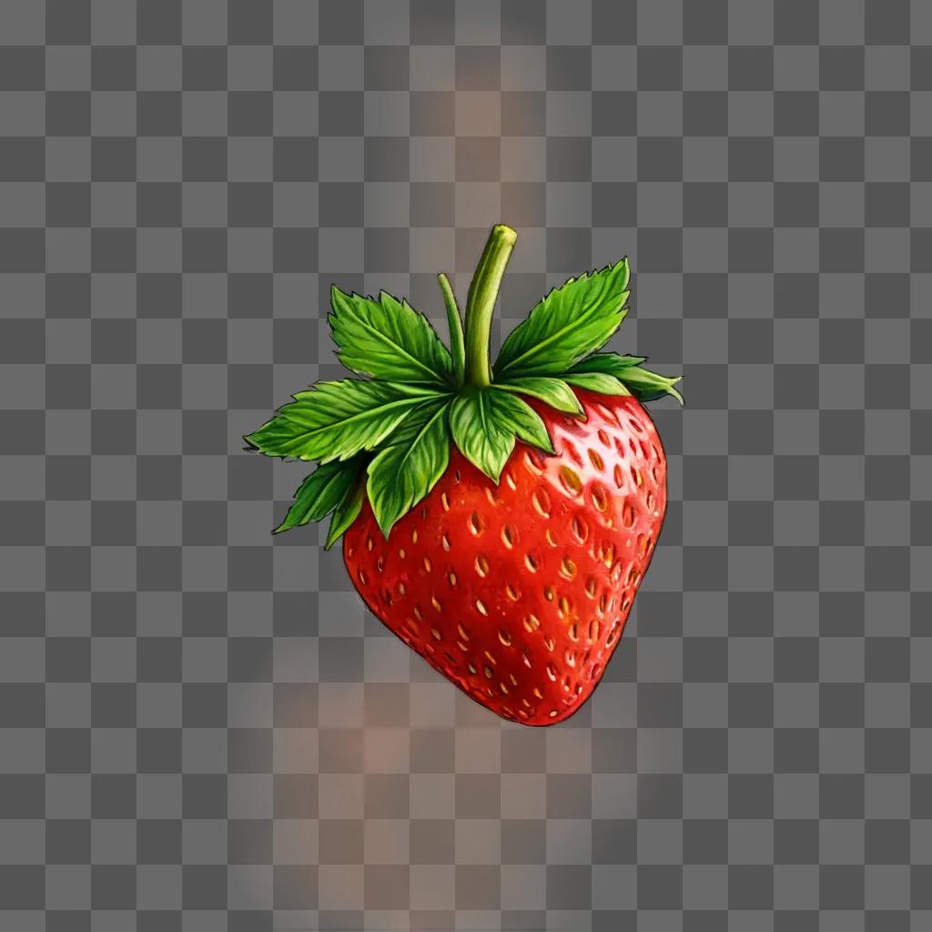 A beautiful strawberry drawing with a leaf on top