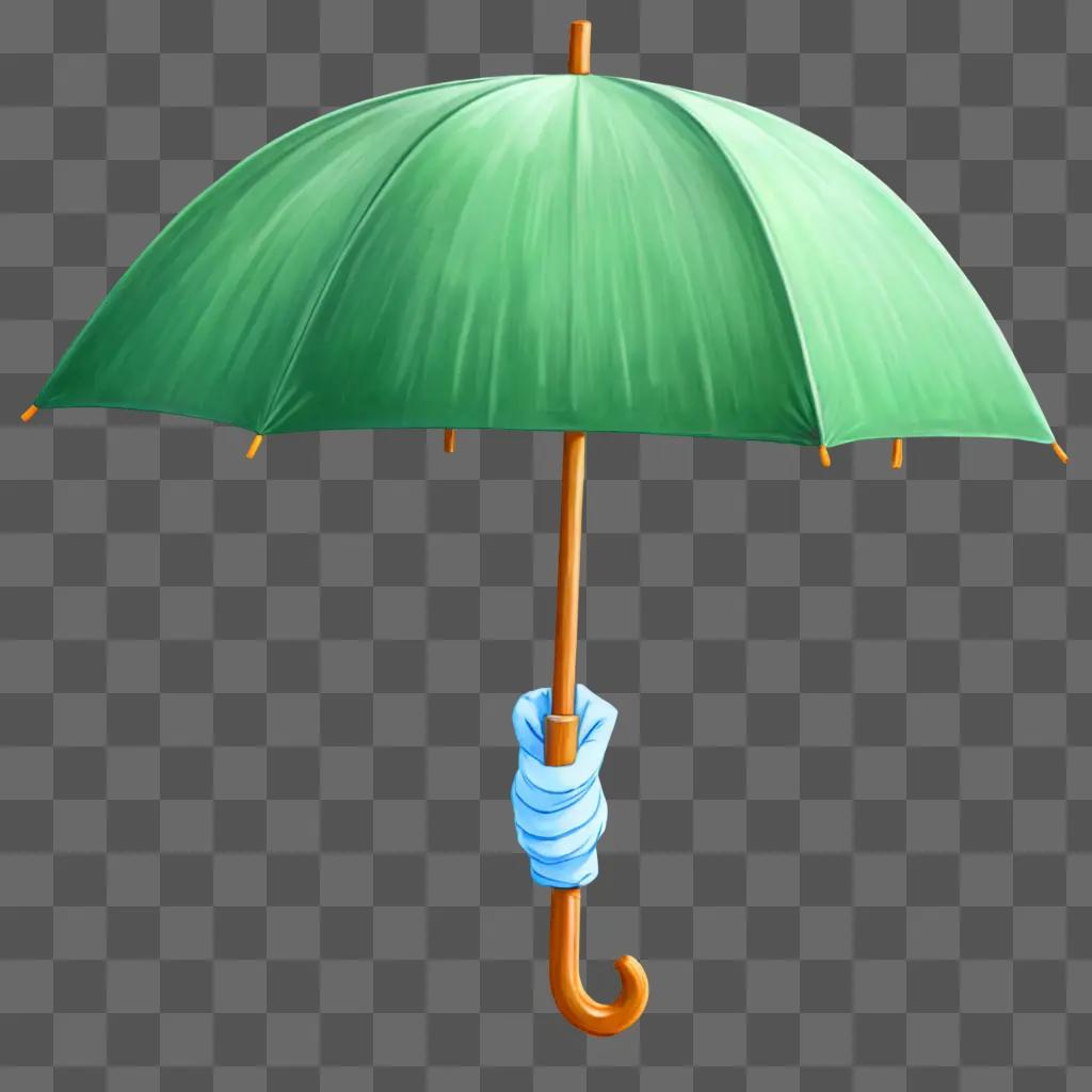 A beautiful umbrella drawing in a green background