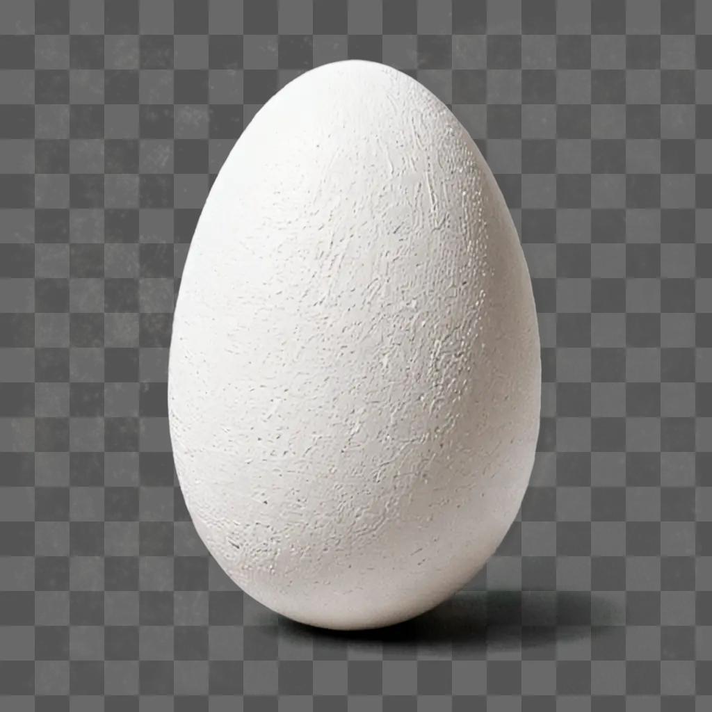 A beautiful white egg drawing on a gray background