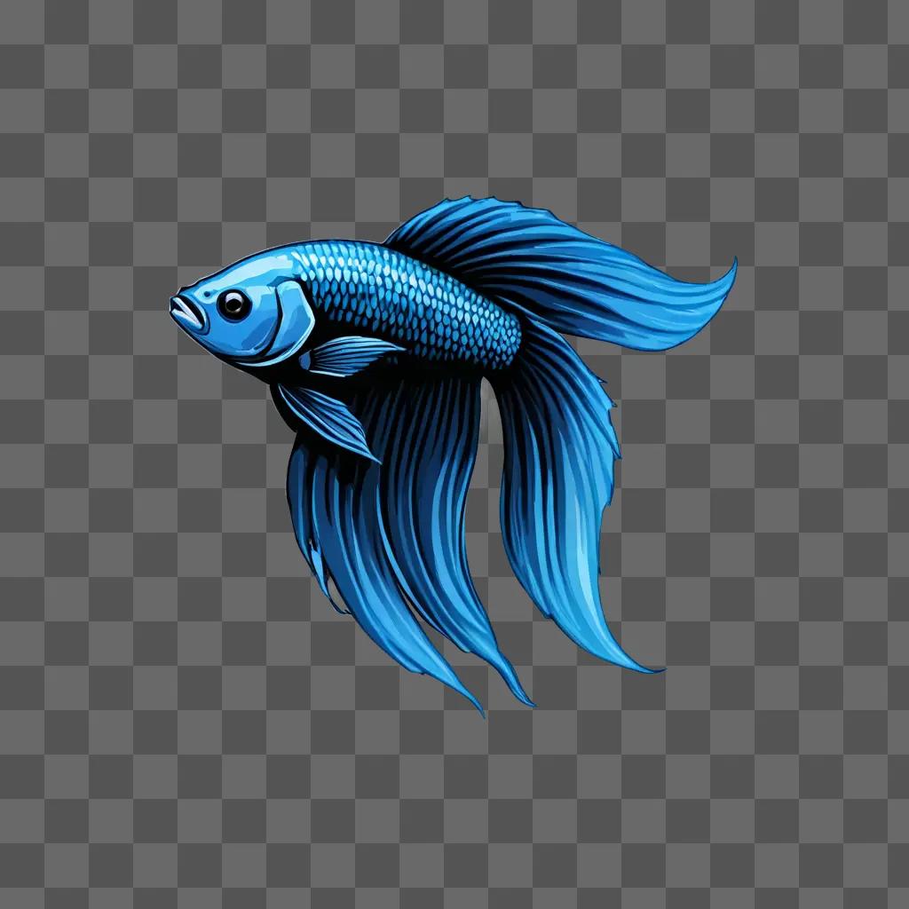 A betta fish drawing in a blue background