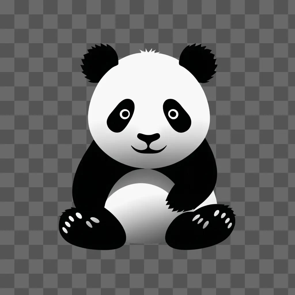 A black and white panda silhouette sits on a gray background