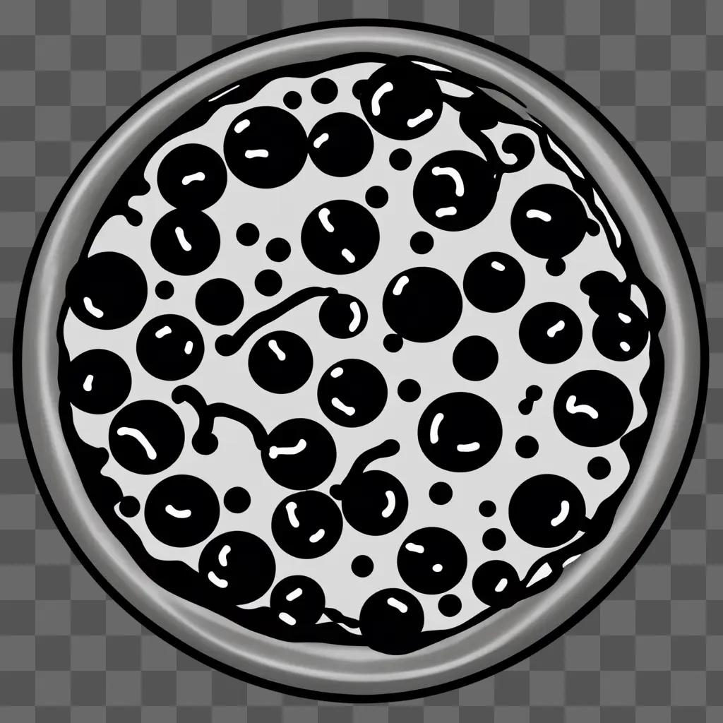 A black and white pizza clipart design