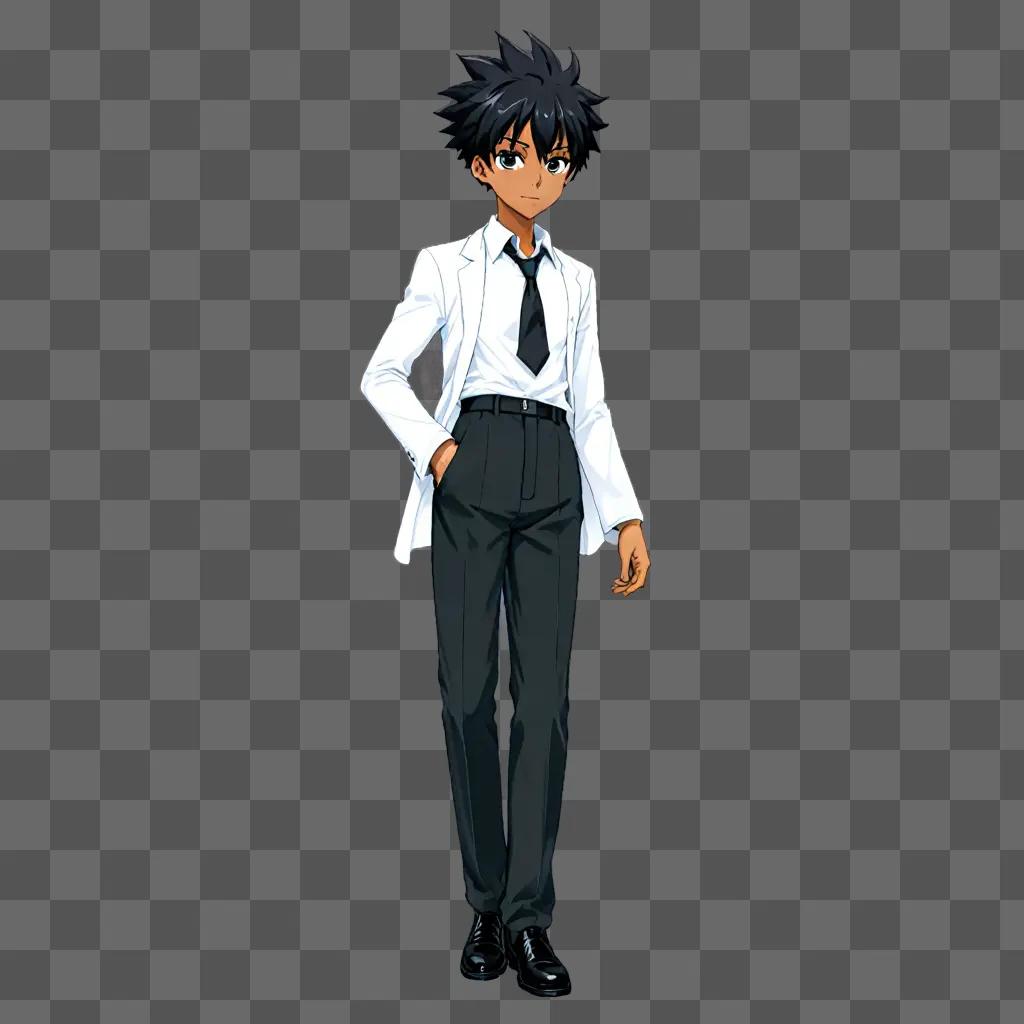 A black anime boy in a suit and tie