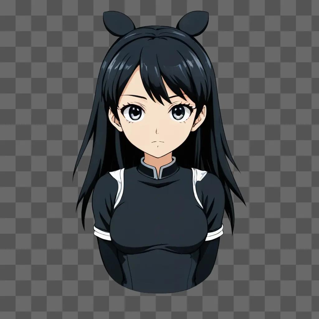 黒いジャケットを着た黒人アニメの女の子