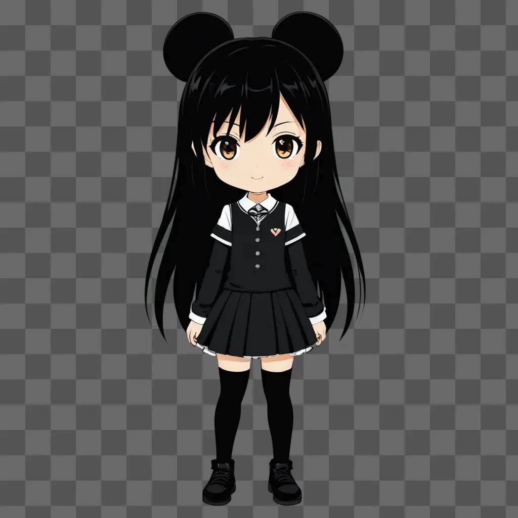 A black anime girl with a black outfit