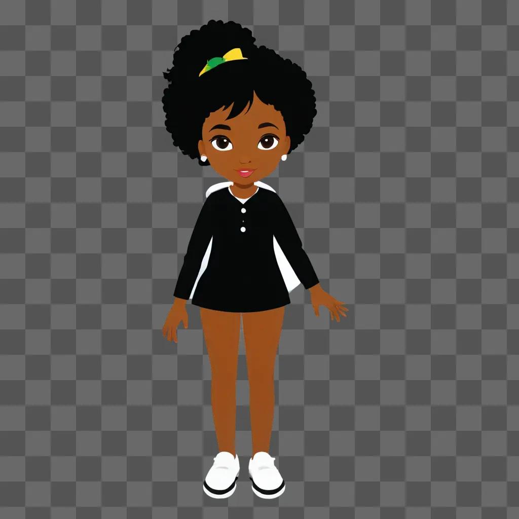 A black cartoon girl standing in the dark