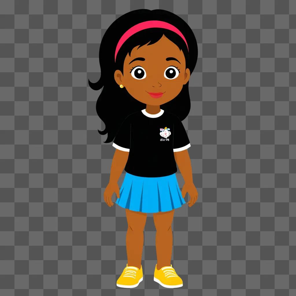 A black cartoon girl stands in the dark