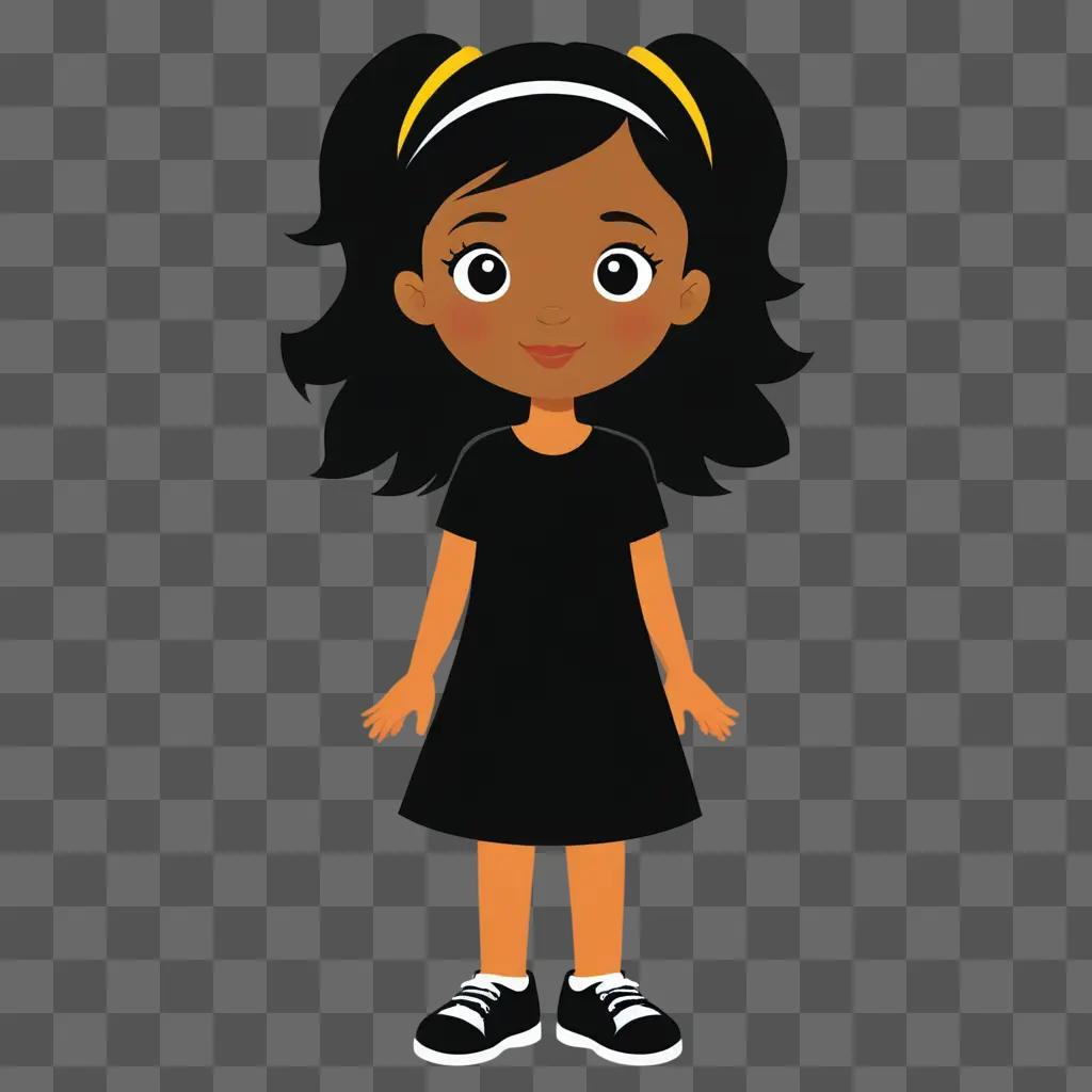 A black cartoon girl with a white headband