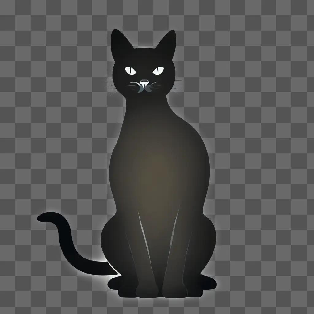 A black cat silhouette sits on a dark background