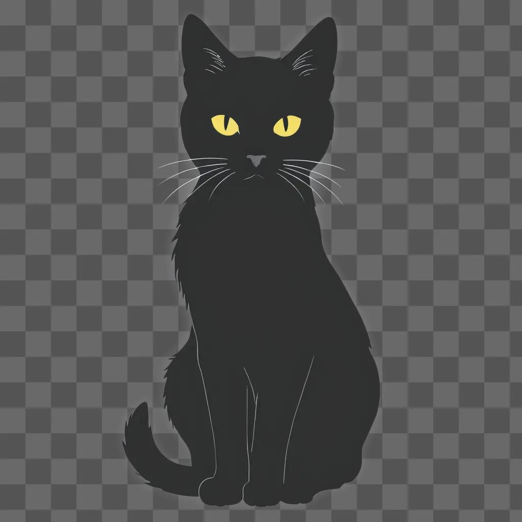 A black cat silhouette with glowing eyes