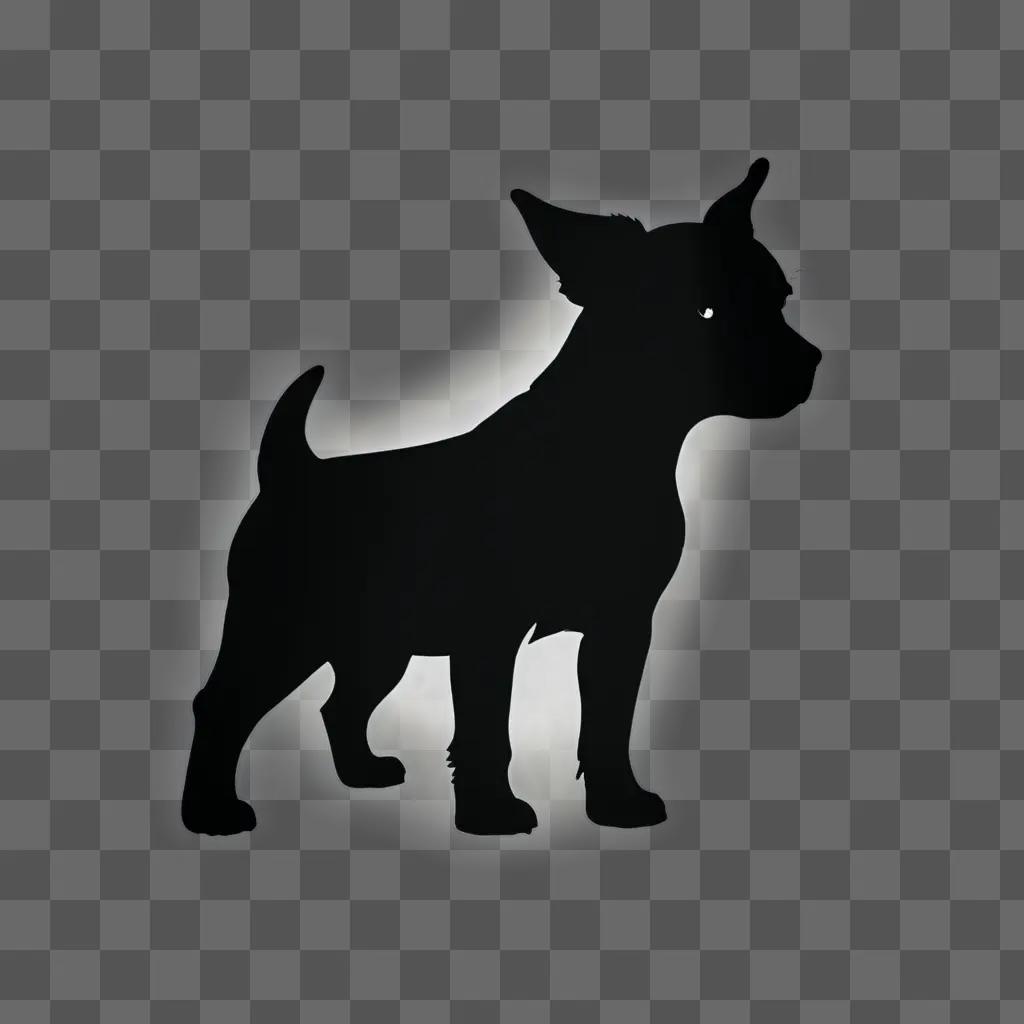 A black dog silhouette with a white light