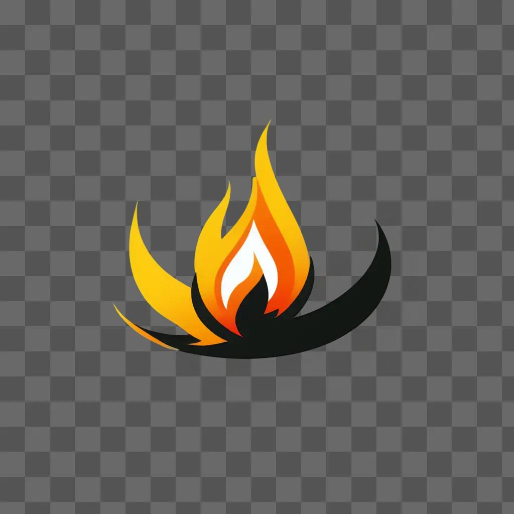 A black fire clipart image with yellow and orange flames