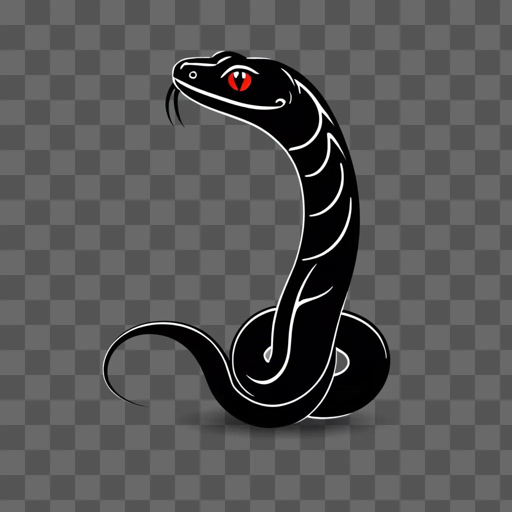 A black side snake drawing on a black background