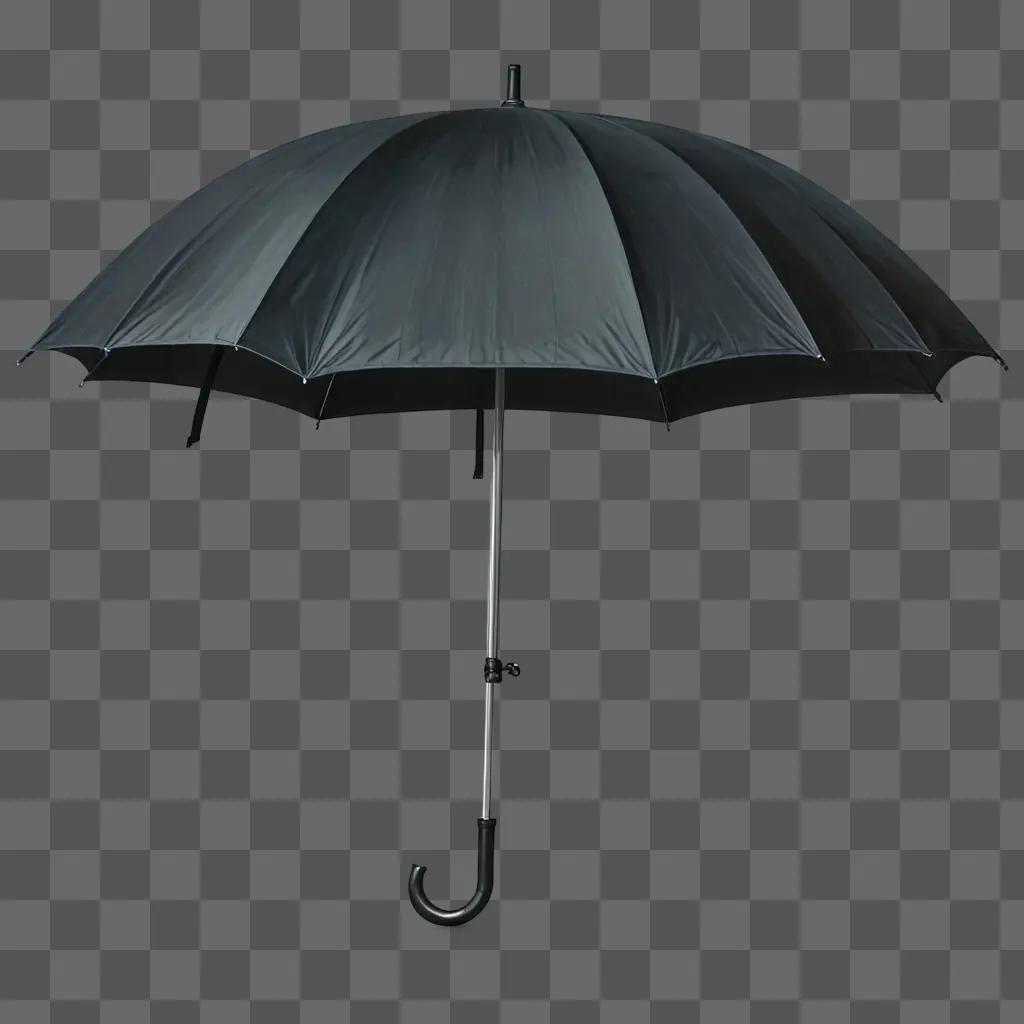 A black side umbrella drawing on a gray wall