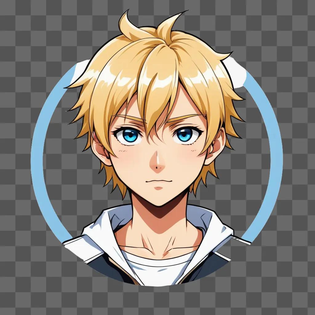 A blonde anime boy with blue eyes