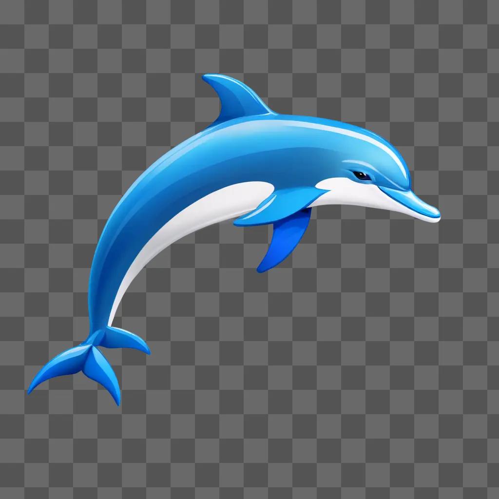 A blue and white dolphin clipart design on a blue background