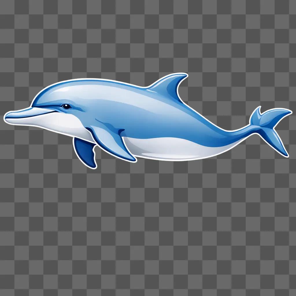 A blue and white dolphin clipart image on a light blue background