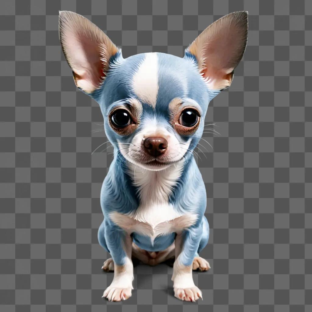 A blue apple head Chihuahua dog sitting on a gray background