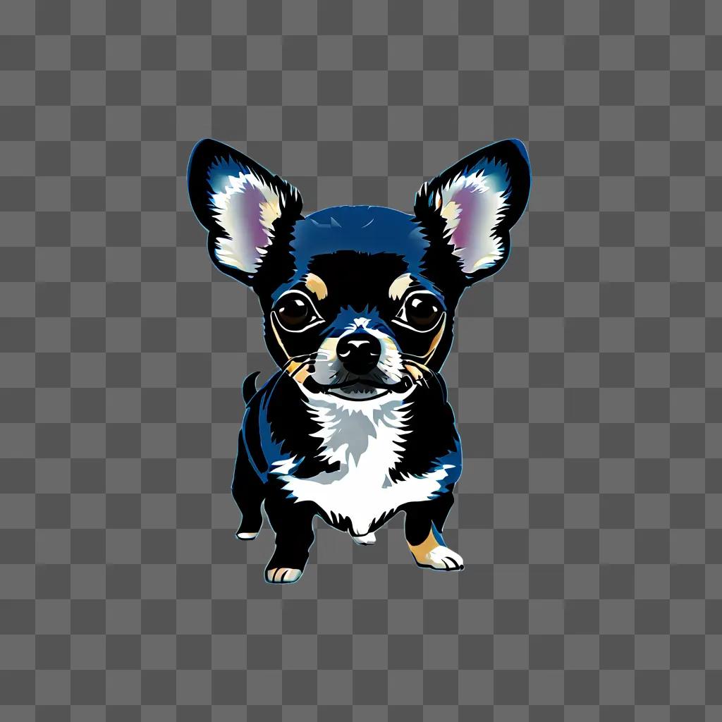 A blue apple head chihuahua on a dark background