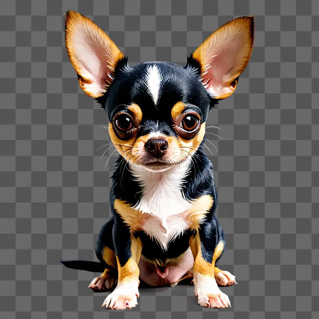 A blue apple head chihuahua sitting on a brown background