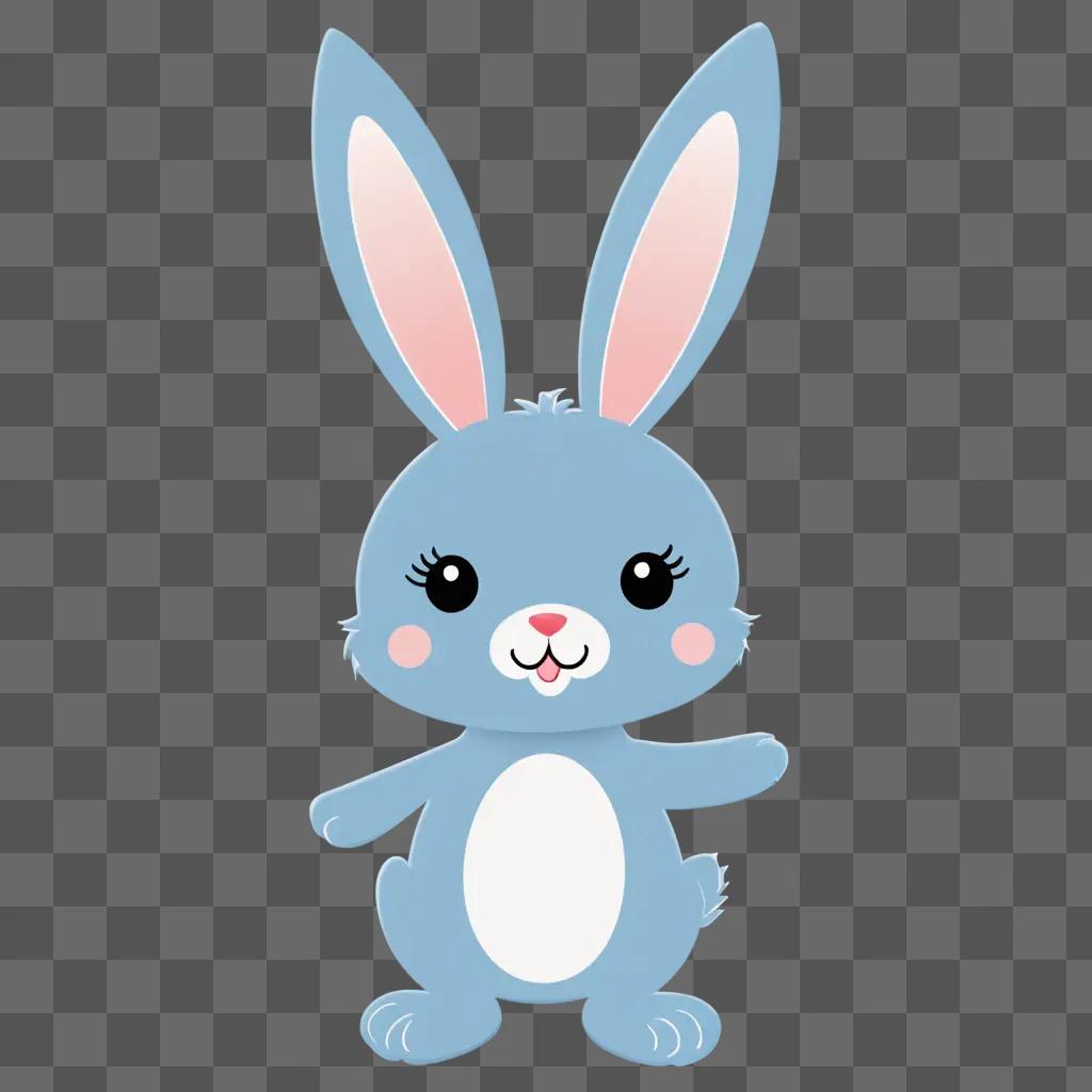 A blue birthday bunny with pink ears and a smiling face