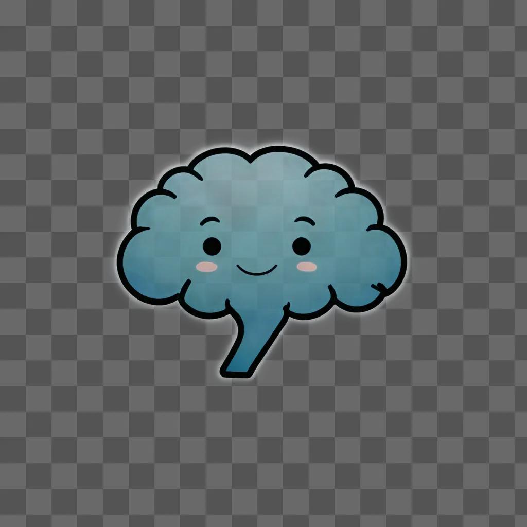 A blue brain emoji with a happy face